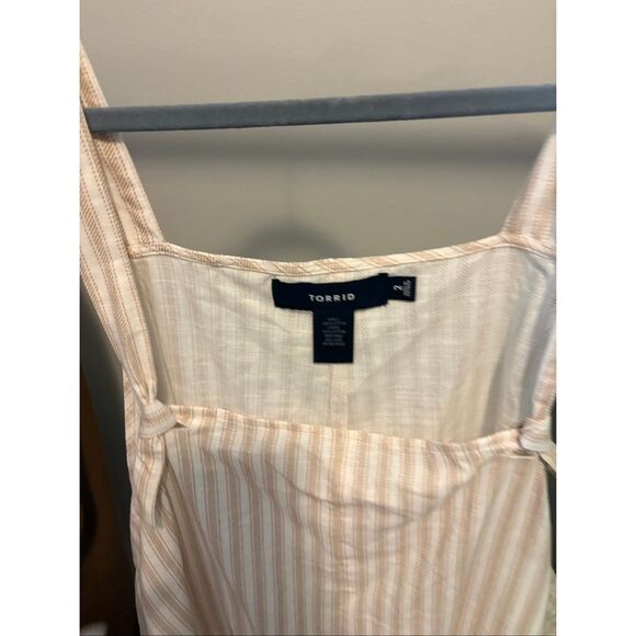 Torrid Stripped Beigie Linen Blend Romper - Picture 4 of 4